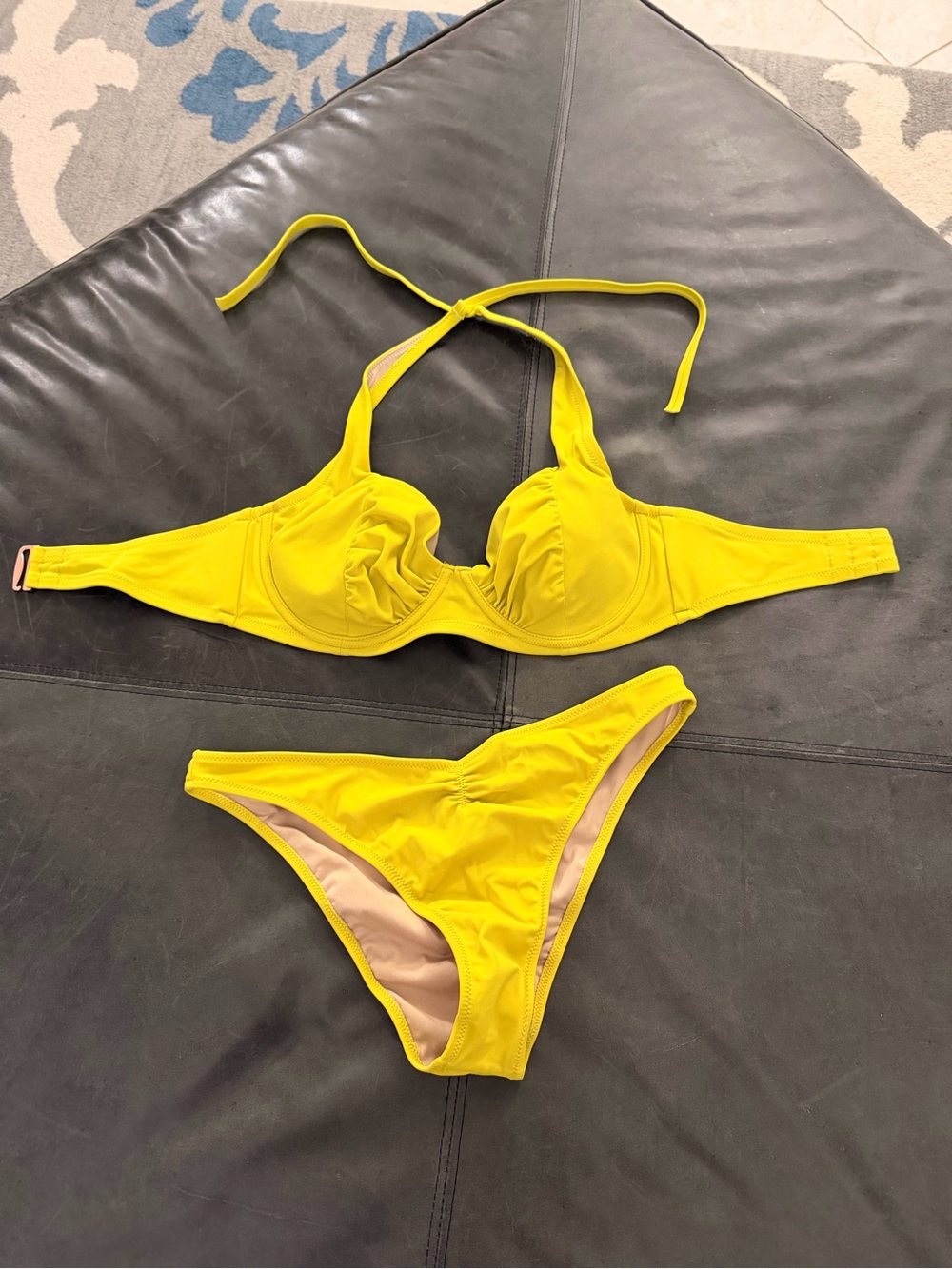 Shade & Shore Yellow Underwire Halter Balconette Bikini Set - Women's Swim